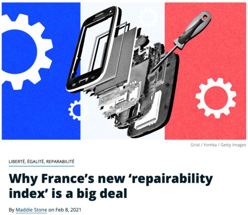 法國監(jiān)管新規(guī) 電子產(chǎn)品可修復性信息透明化